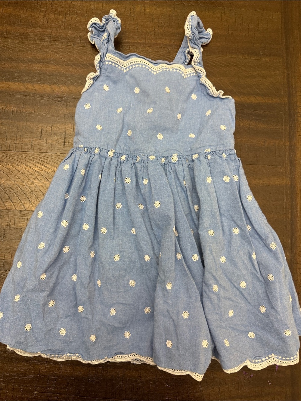 Cat & Jack Light Blue Eyelet Dress with White Trim